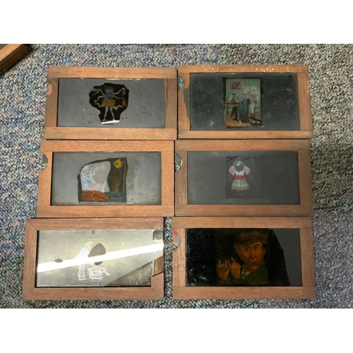 400 - Two Boxes to include a Selection of Magic Lantern Slides including Wooden Slide Frames. Plus a Light... 