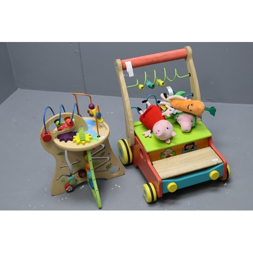 630 - Mixed Lot includes Two Wooden Children's Toys, a Walker with Storage, Activity Table, Talking Peppa ... 
