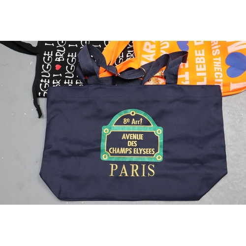 745 - A Selection of Five Ladies Bags To Include Paris, Brugge, NHS Worker, And More