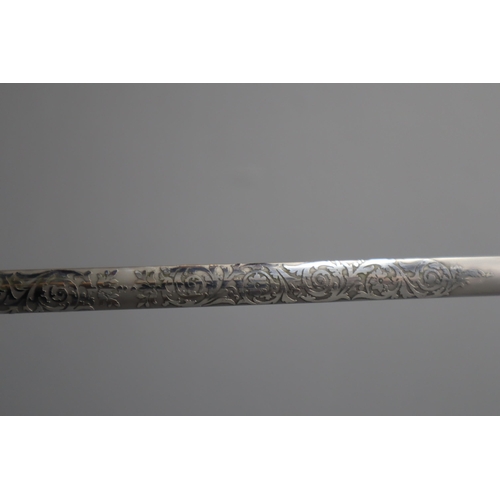 359 - Royal Court Sword with Sheath made by Wilkinson Sword for Elizabeth II. Decorated Blade with Brass D... 