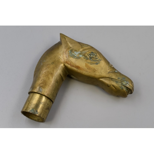 370 - Brass Horse Head Walking Stick Top