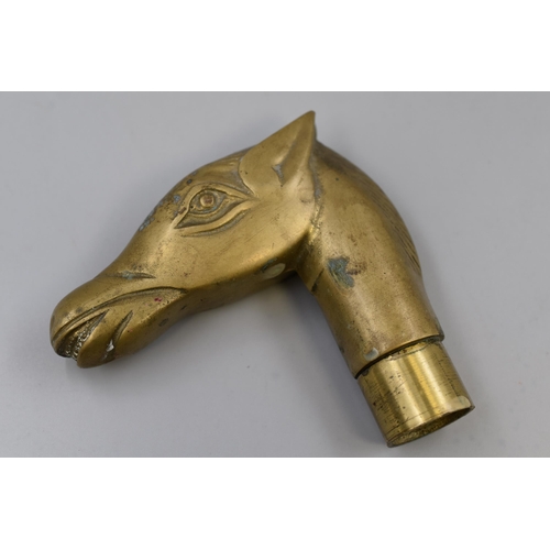 370 - Brass Horse Head Walking Stick Top