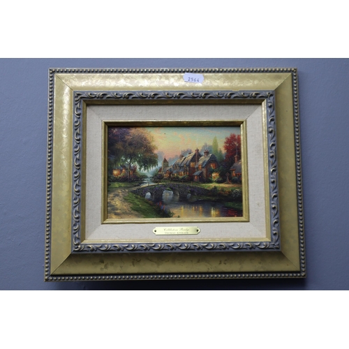 512 - Three Framed Thomas Kinkade Prints. Includes 'Cobblestone Lane', 'A New Day Dawning', And 'Cobblesto... 