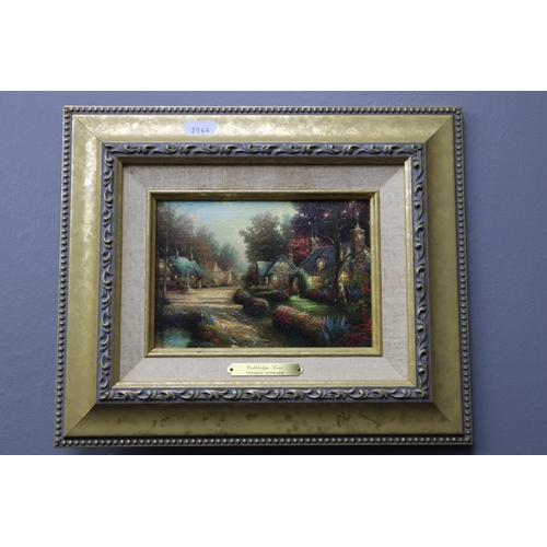 512 - Three Framed Thomas Kinkade Prints. Includes 'Cobblestone Lane', 'A New Day Dawning', And 'Cobblesto... 