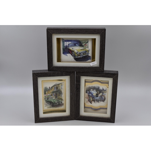 513 - Three Box Frame Pictures of Vintage Cars (8” x 6”)