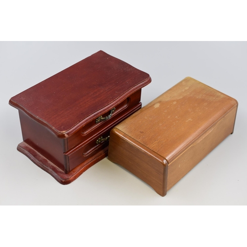 517 - Two Vintage Wooden jewellery Boxes complete with unchecked Contents