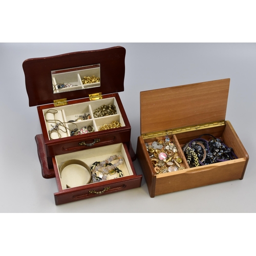 517 - Two Vintage Wooden jewellery Boxes complete with unchecked Contents