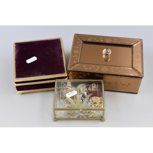 520 - A Selection of Unsorted Jewelry With Three Jewelry Boxes (AF), Includes 925. Silver