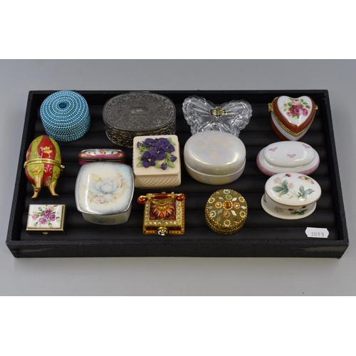 523 - Mixed tray of Trinket Boxes to include Palissy, Crystal and more