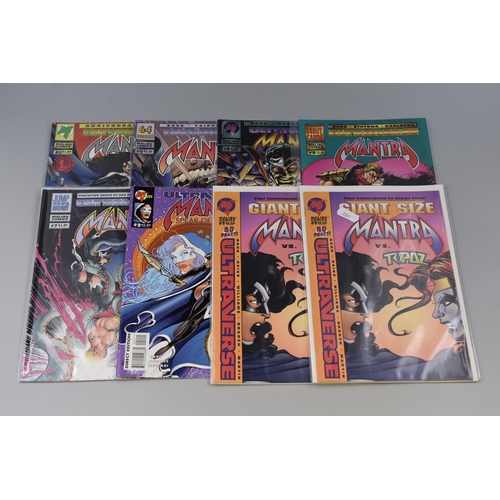 547 - Eight Malibu Comics Mantra Comic Books Includes TWO Copies of The Giant Size Mantra VS Topaz Number ... 