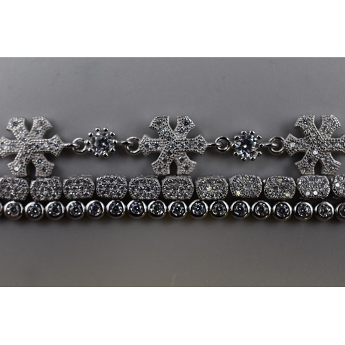 95 - Three Silver 925 Diamante Bracelets