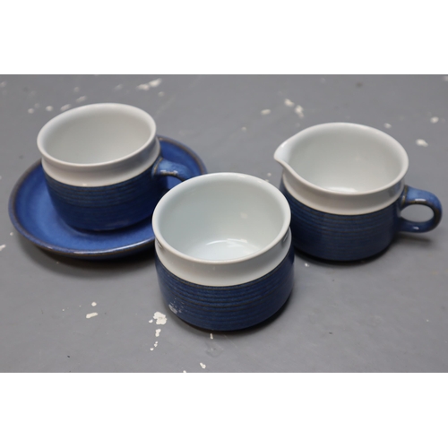 425 - 28 Pieces of Denby Chatsworth to include 11 Tea Cups, 15 Saucers, 1 Milk Jug and 1 Sugar Bowl