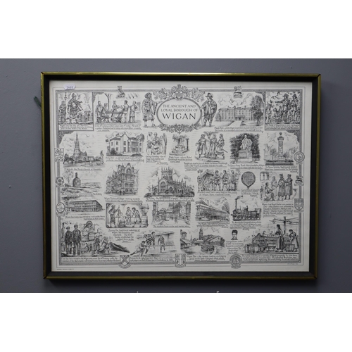 442 - A Framed and Glazed 'The Ancient and Loyal Borough of Wigan' Print, Approx 19