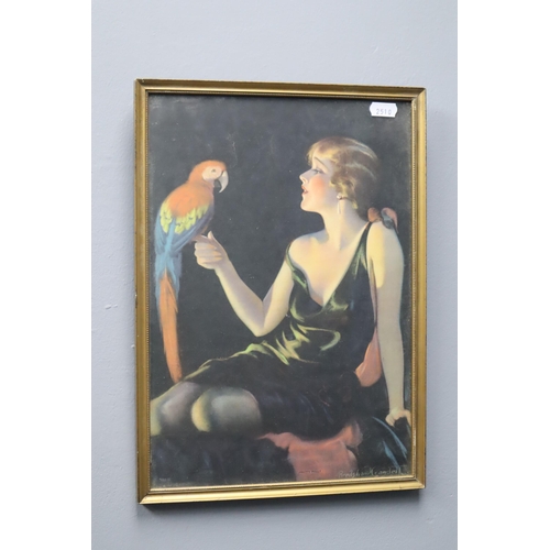 443 - A Framed and Glazed Bradshaw Crandell 'Pretty Polly' Art Deco Style Print, Approx 14.5