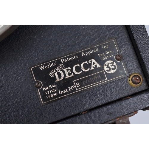 585 - Decca Model 33 Portable Gramophone with Spare Needles and Records (Working When Tested)