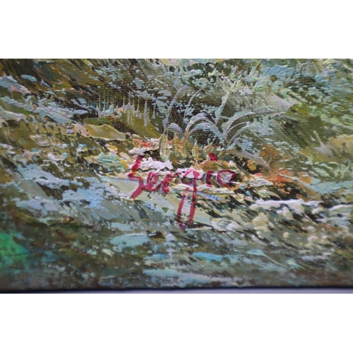 477 - Two Original Oil on Canvas Paintings To Include Alan T Floral and Sergio River Scene. Largest Approx... 