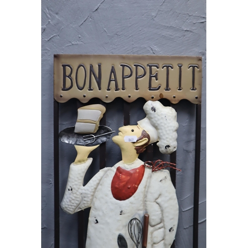 479 - Two Metal Kitchen Wall Signs, Bon Appetite and Le Cafe 30”