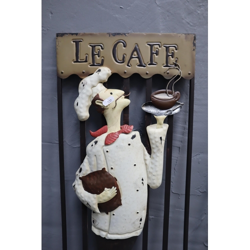 479 - Two Metal Kitchen Wall Signs, Bon Appetite and Le Cafe 30”