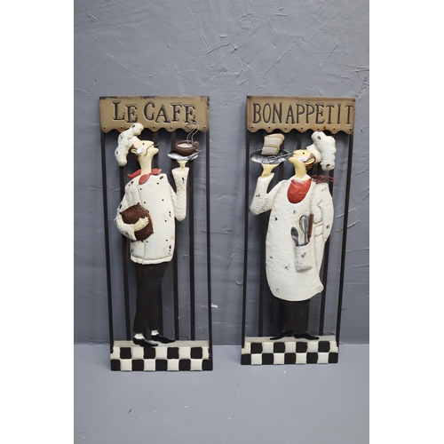 479 - Two Metal Kitchen Wall Signs, Bon Appetite and Le Cafe 30”