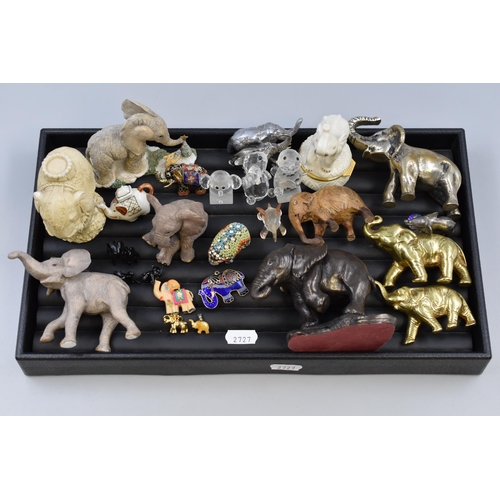 160 - A Selection of Elephant Ornaments To Include Brassware Elephants, Lennox, Elephant Trinket Box, And ... 