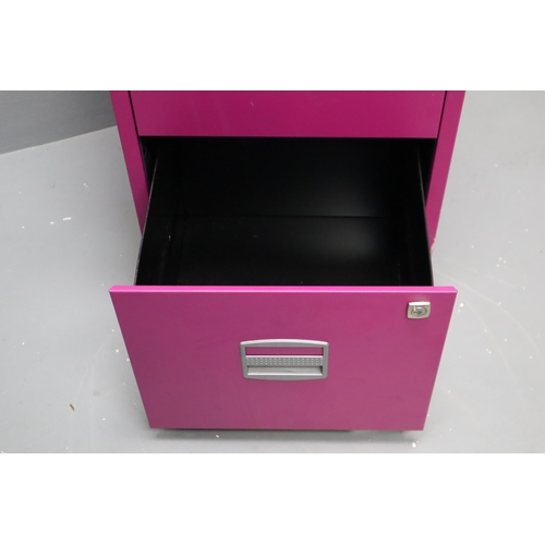 611 - Pink Bisley Metal Filing Cabinet A4 2 Drawer Approx 27