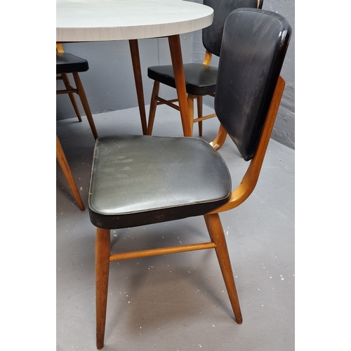 687 - Mid Century Round Dropleaf Formica Table and 4 Chairs