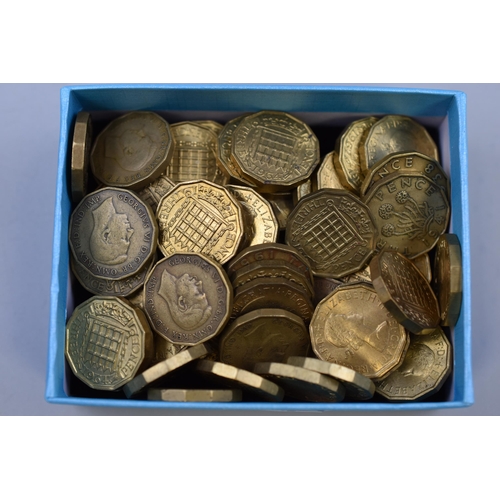 185 - Approx 50 Brass Three Pence Coins