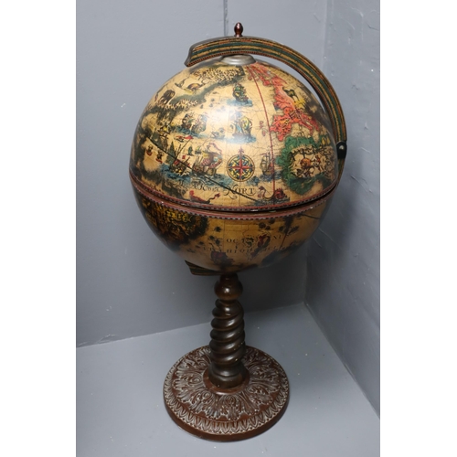 692 - Vintage World Globe Whiskey Stand Approx 42