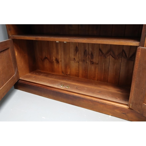 700 - Large Pine Six Shelf over Two Cupboard Book Display Storage Unit 80