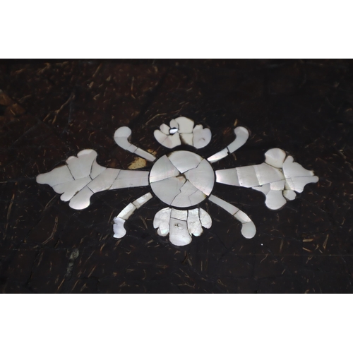 710 - Large Heavy Mango Wood Inlaid Mosaic Polished Coconut Shells and Seashells Top Coffee Table Approx 5... 