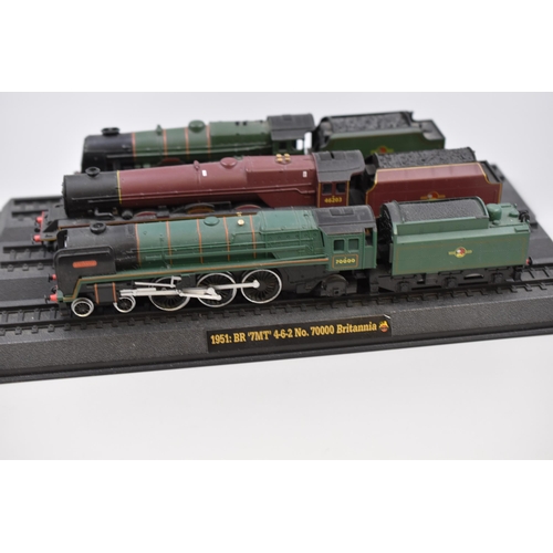 214 - Four Model Trains on Plinths to include 1962 BR Class, 1927 Royal Scott, 1935 Princess Margaret Rose... 