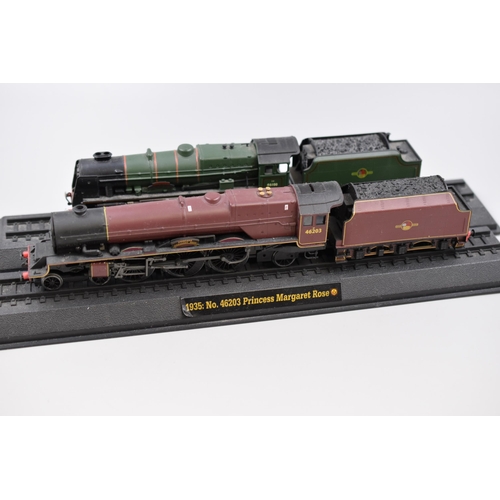 214 - Four Model Trains on Plinths to include 1962 BR Class, 1927 Royal Scott, 1935 Princess Margaret Rose... 