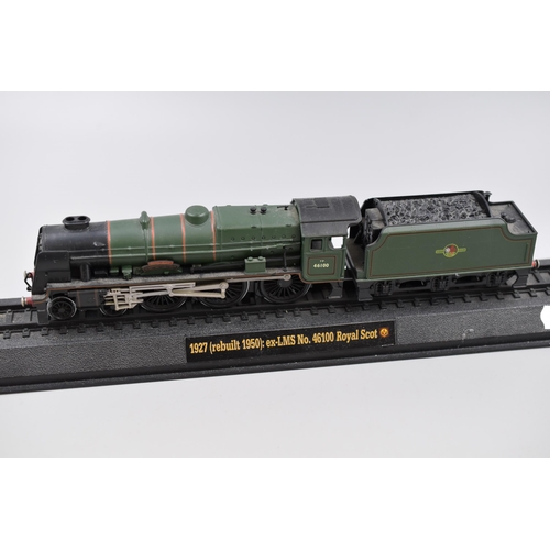 214 - Four Model Trains on Plinths to include 1962 BR Class, 1927 Royal Scott, 1935 Princess Margaret Rose... 