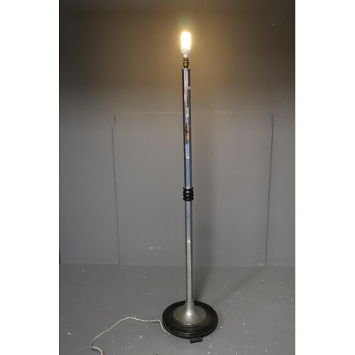 641 - Art Deco Style Chrome and Ebony Stsandard Lamp