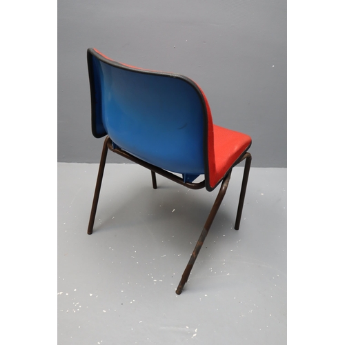 730 - Nine Stackable Red Fabric Cushioned Plastic Chairs With Metal Legs, Approx 30