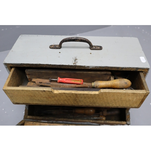 739 - Vintage Wooden Tool Box to include a Quantity of Mainly Vintage Files and more