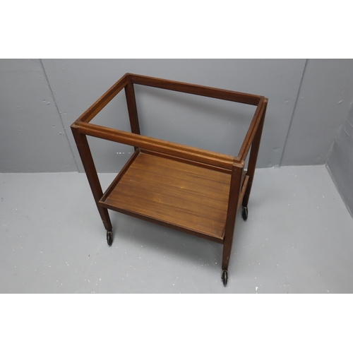 653 - Vintage Teak Tea Trolley Standing on Four Castors, Two Detachable Trays, approx 28