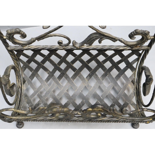 748 - Ornate Cast Metal Log Stand (18” x 14.5” x 7”)