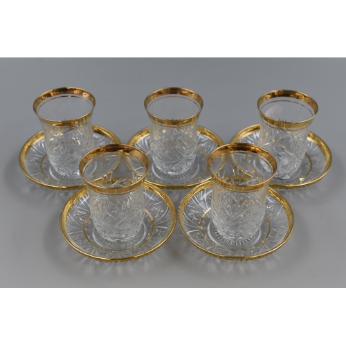 237 - A Ten Piece Glass Gold Gilt Rim Turkish Coffee Set