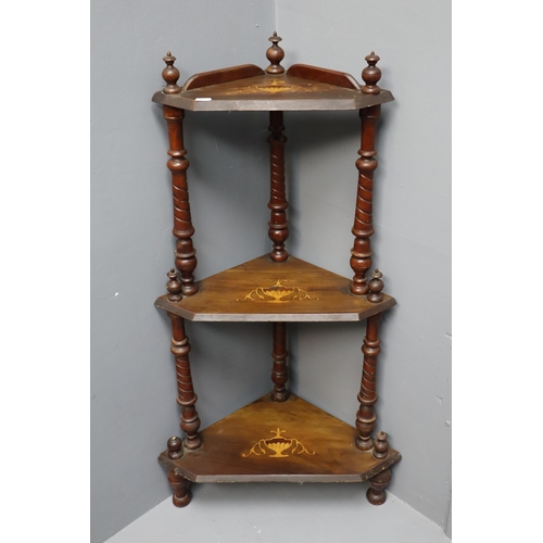 673 - Edwardian Inlaid Three Tier What Not Stand (40”)