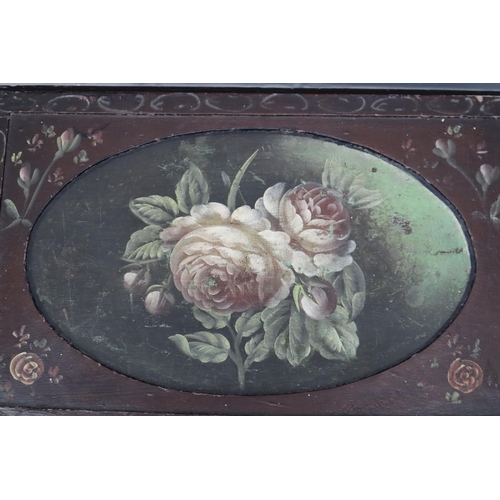 675 - A Set of Two Handpainted Floral Victorian Style Wooden Chests, Largest Approx 16.5