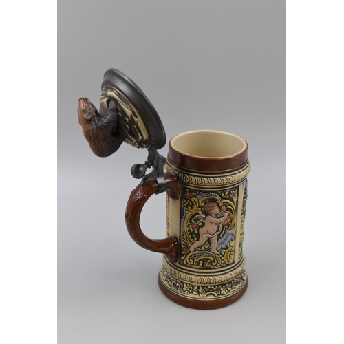 245 - Vintage Gerz West German Tankard with Bear Decoration (9”)