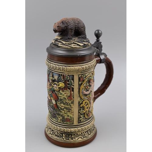 245 - Vintage Gerz West German Tankard with Bear Decoration (9”)