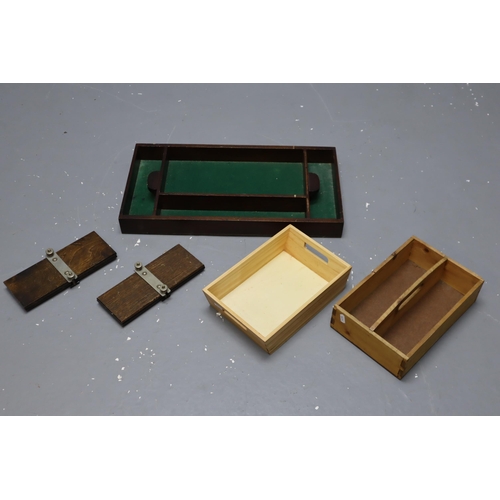 806 - A Selection of Various Wooden Items To Include Tie Presses, Cutlery Organiser, And Others