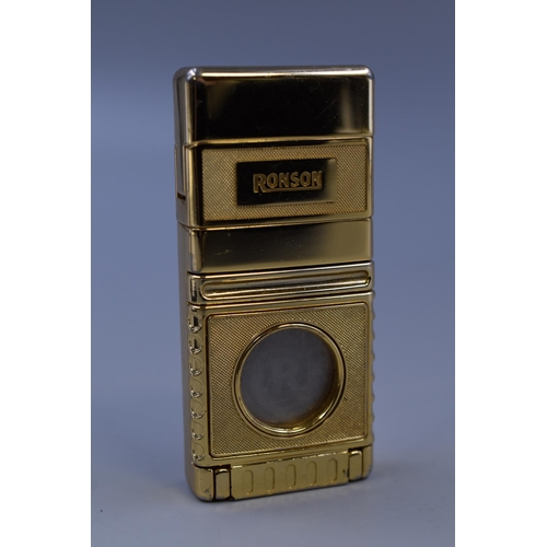 261 - Vintage RONSON Gold Cigar Cutter Cigarette Lighter