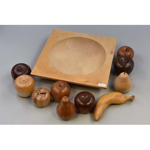 825 - Wooden Bowl with a Selection of Fruit (11