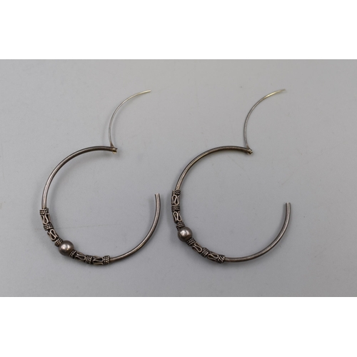 280 - Pair of Unmarked Silver Hoop Earrings with Presentation Box