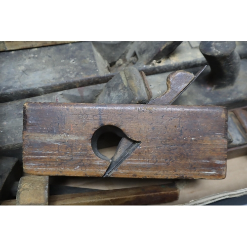 865 - Selection of Large Vintage Wood Planes and Tools