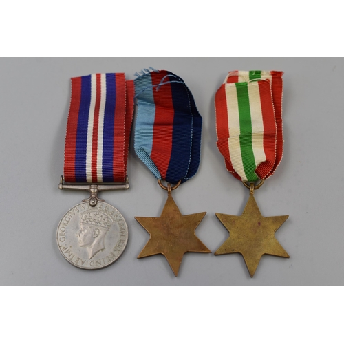 290 - Three WWII Medals to include 1939 Star, Italy Star and War Medal