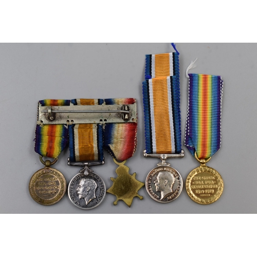 294 - Two Sets of WWI Miniature Medals to include 1914 Trio and BWM & Victory Pair